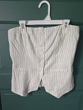 wild fable Cream Pinstripe Crop Top